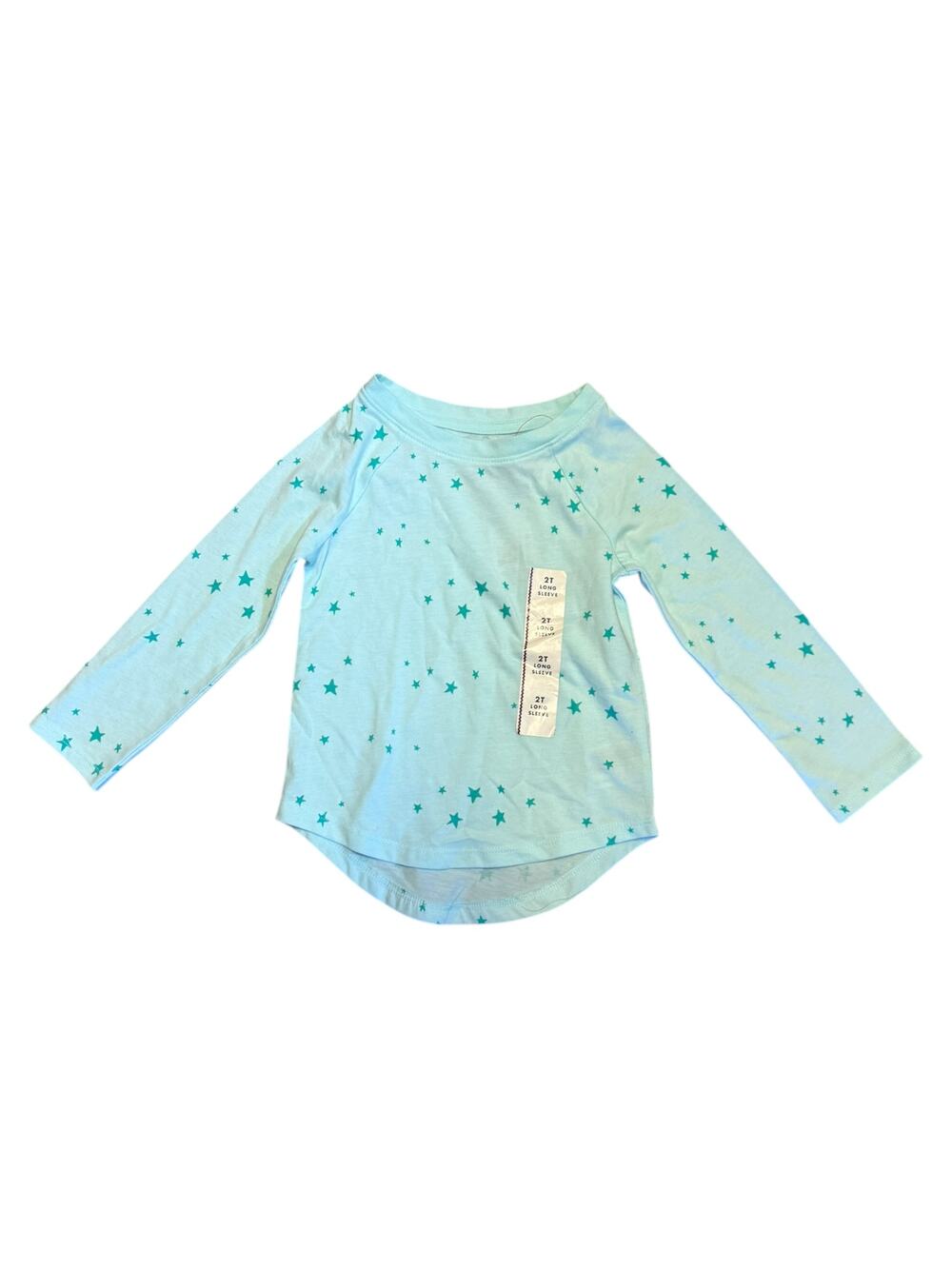Cat & Jack Green Stars Long Sleeve Cotton Blend Shirt Size 2T
